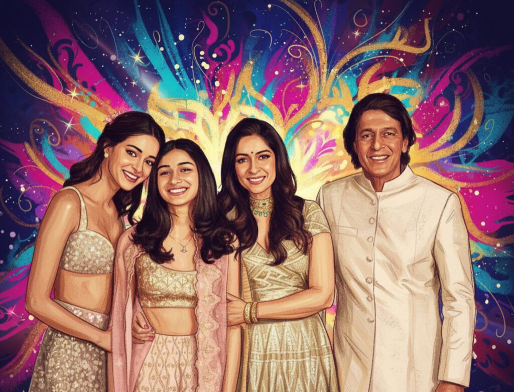 चंकी पांडे अपने परिवार के साथ, बॉलीवुड स्टाइल में।