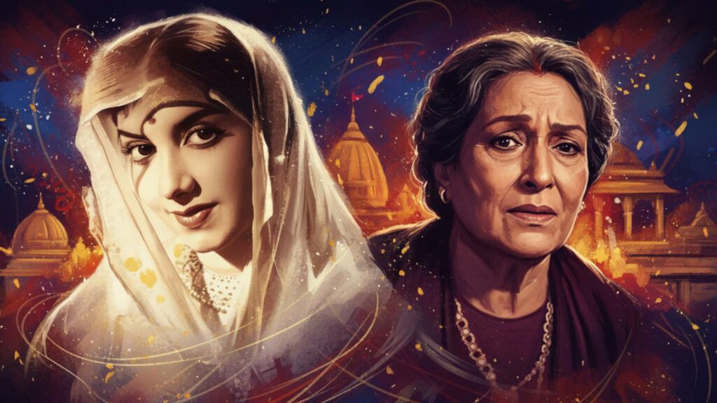 ललिता पवार का युवा और मंथरा रूप का कलात्मक चित्रण