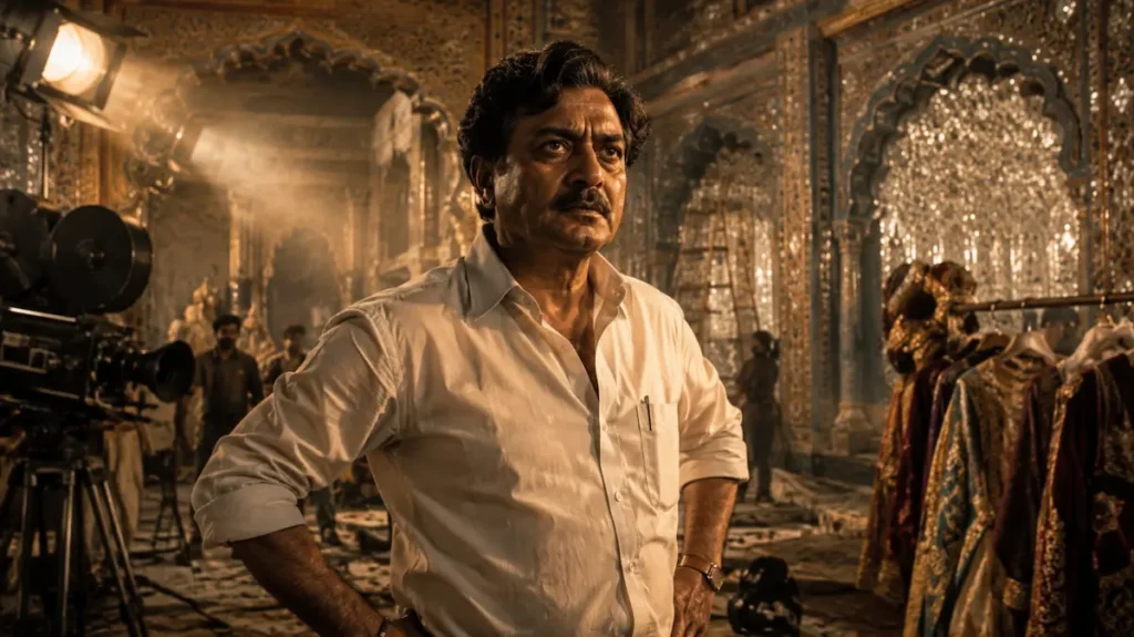 शाही फ़िल्म सेट में खड़ा जुनूनी filmmaker