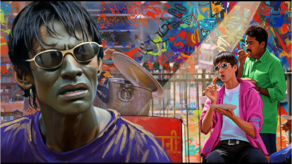 सड़क किनारे फूड स्टॉल पर बिरयानी खाते हुए विजय राज़