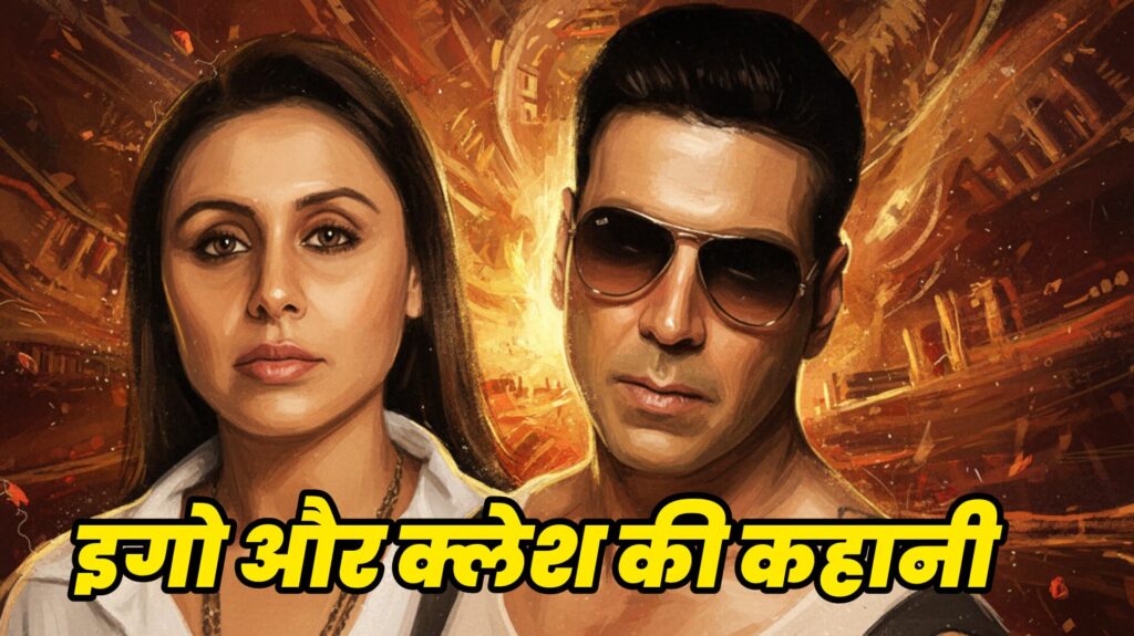 अक्षय कुमार और रानी मुखर्जी बॉलीवुड सिनेमैटिक पोस्टर