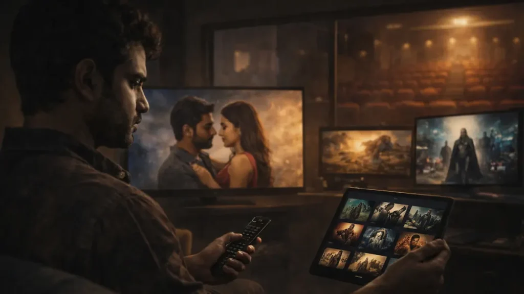 टैबलेट और टीवी के बीच कंटेंट चुनता हुआ आधुनिक दर्शक