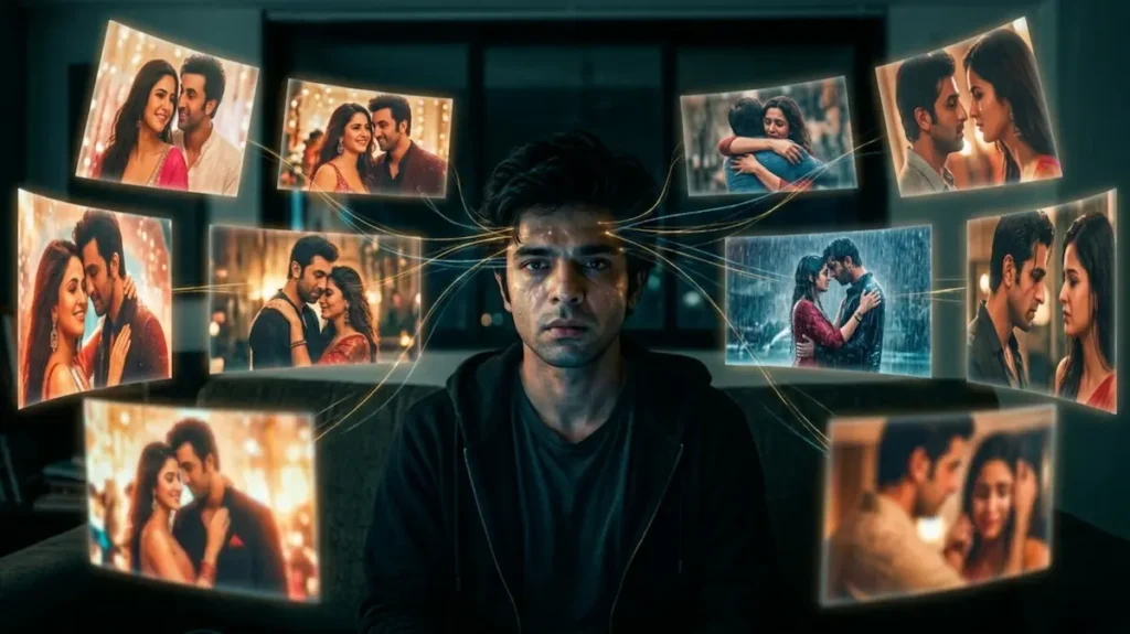 बार-बार दिखती मोहब्बत से बनती सोच में खोया नौजवान