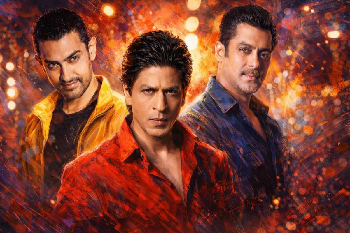 बॉलीवुड के तीन सुपरस्टार की सिनेमैटिक आर्ट इलस्ट्रेशन