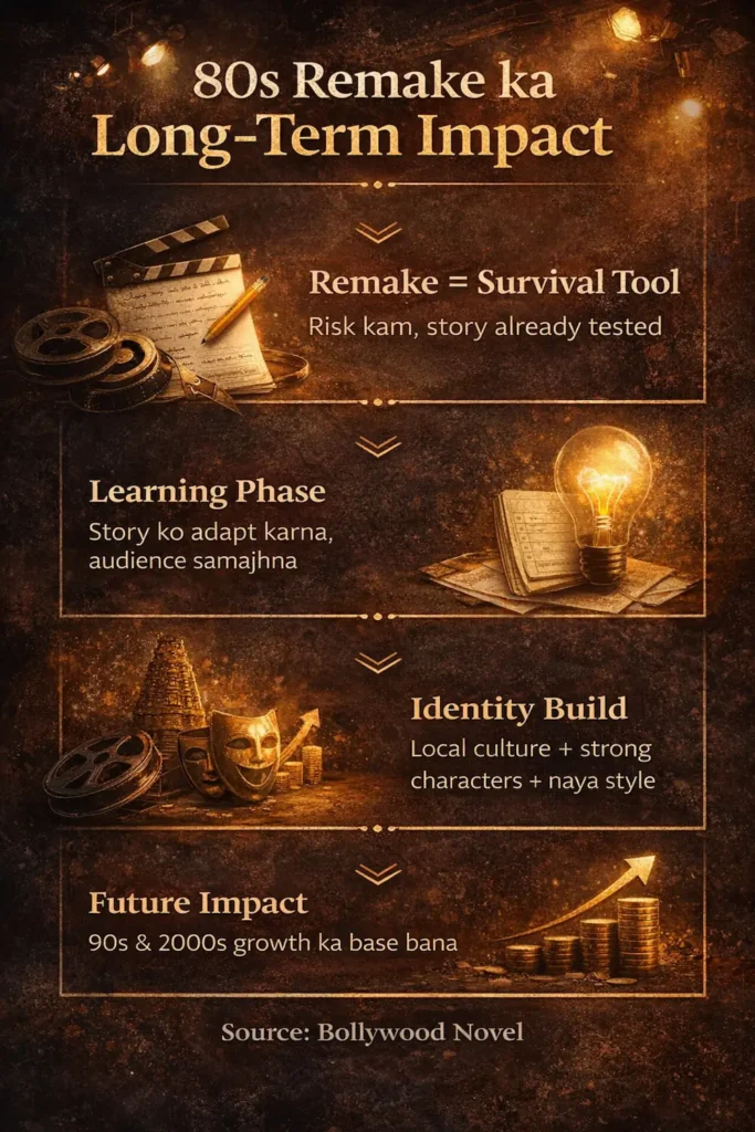 अस्सी के दौर में रीमेक के असर और उनके सफ़र को दिखाता विज़ुअल ख़ाका