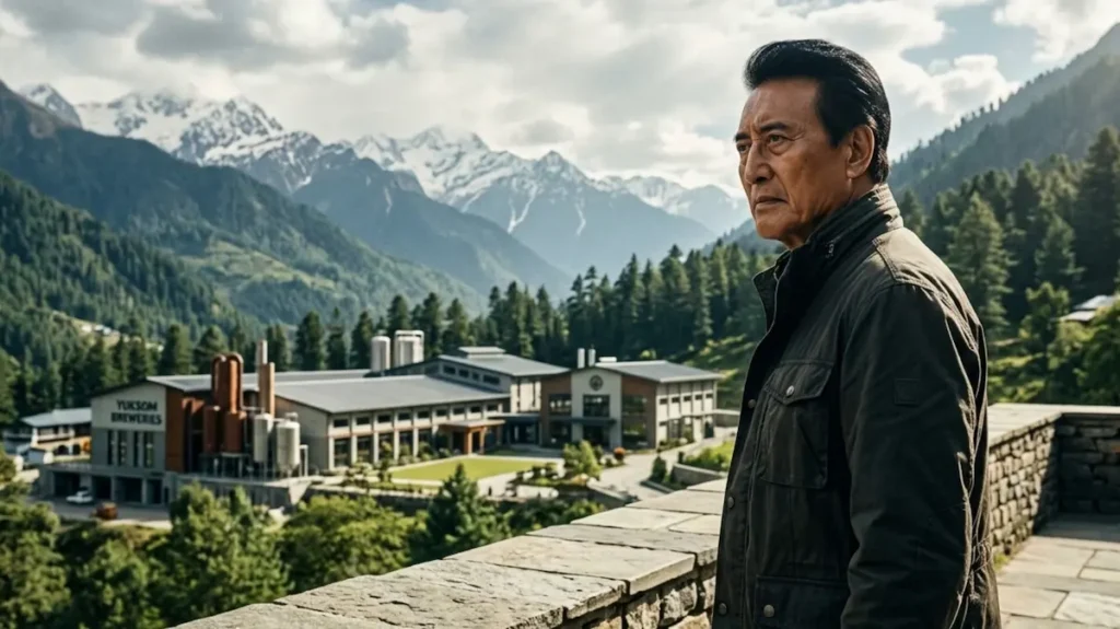 पहाड़ियों के बीच खड़ा एक गंभीर चेहरा, दूर कहीं भविष्य को देखता हुआ