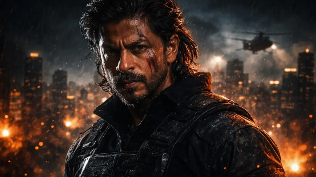 रात की रोशनी में सख़्त नज़र वाला किरदार