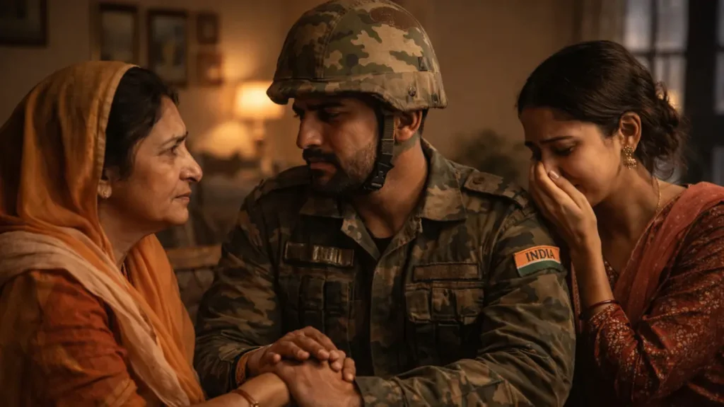 जंग पर जाने से पहले फौजी और उसका परिवार