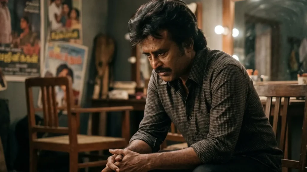 खामोशी में डूबे बैठे एक अभिनेता का सोच में पड़ा हुआ लम्हा