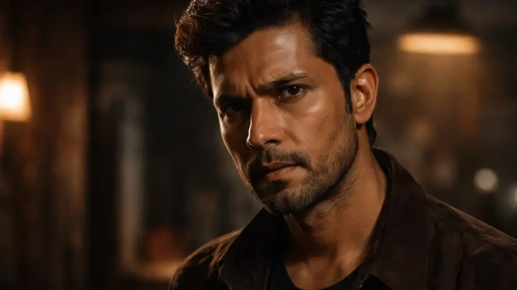 गंभीर निगाहों में डूबा रणदीप हुड्डा का क्लोज़-अप पोर्ट्रेट