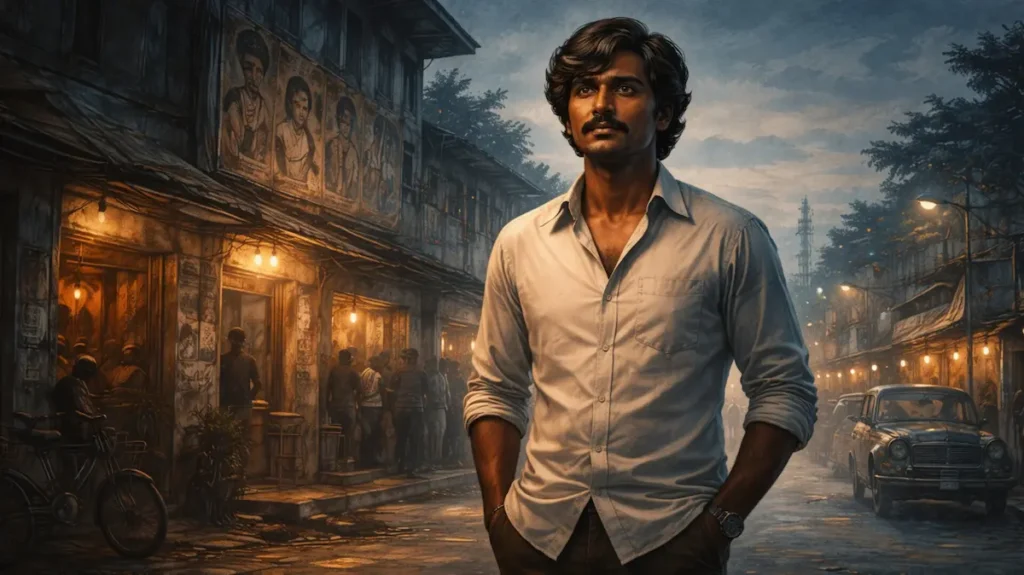 शांत लेकिन असरदार साउथ सिनेमा का किरदार, 70 के दशक की ठंडी रौशनी और सादा अंदाज़