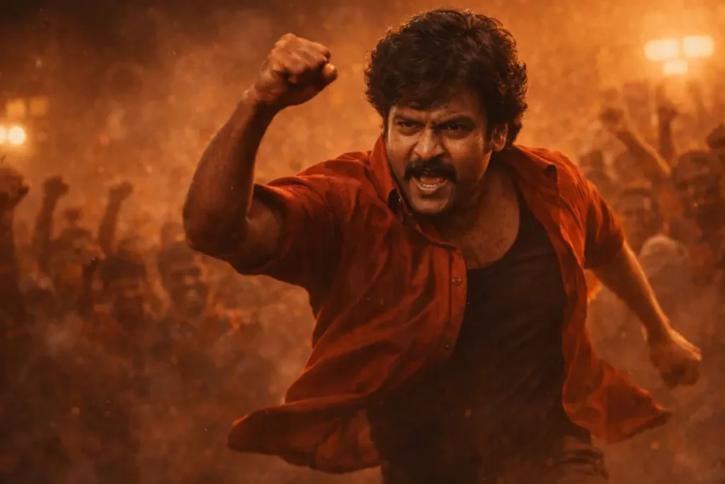 80s सिनेमा का जोशीला हीरो भीड़ के बीच उभरता हुआ