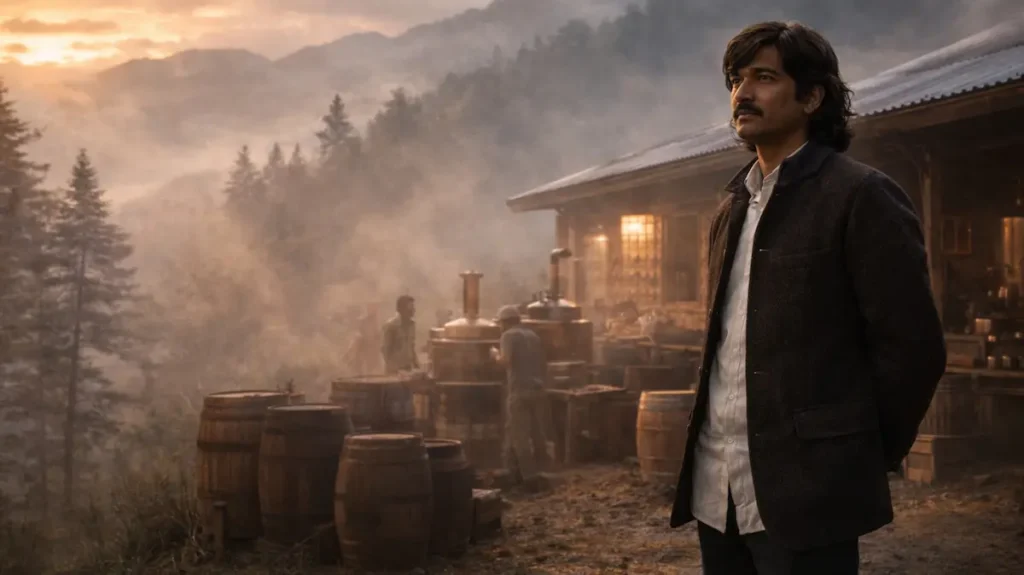 पहाड़ी माहौल में खड़ा एक सोच में डूबा शख़्स, जो एक नए कारोबार की शुरुआत पर गौर कर रहा है