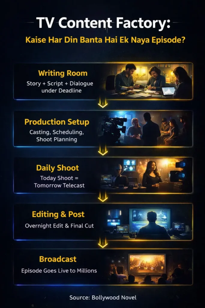 टीवी कंटेंट बनने का स्टेप-बाय-स्टेप प्रोसेस दिखाता मंजर