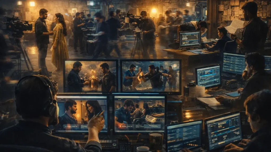 टीवी कंटेंट फैक्ट्री के बड़े पैमाने पर चलते सिस्टम का मंजर