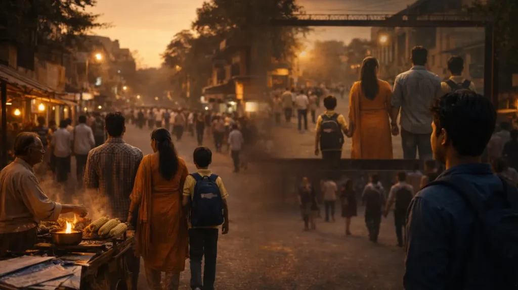 सड़क पर चलती ज़िंदगी और पर्दे पर उसी का अक्स एक साथ दिखाई दे रहा है