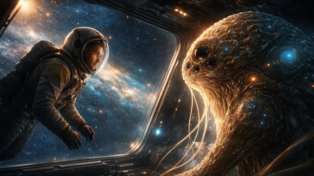 स्पेस में इंसान और एलियन के दरमियान खामोश मुलाकात का