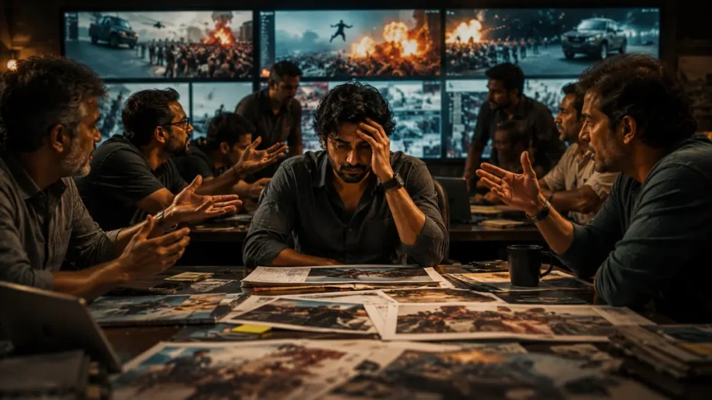 तनाव भरी VFX planning meeting में बैठा परेशान artist